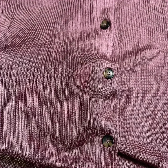 Free people mauve button down viscose stretch knit long sleeve top - Picture 3 of 5